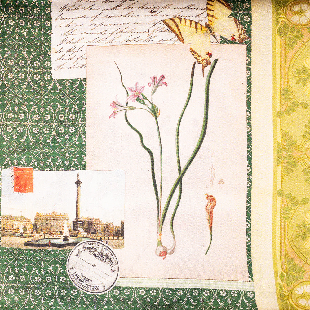 SCIARPA FOULARD DA COLLO IN SETA CON FIORI FARFALLE E MICROFANTASIE