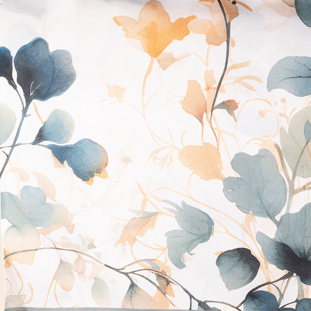 SCIARPA FOULARD DA COLLO IN SETA CON RAMI DI FOGLIE