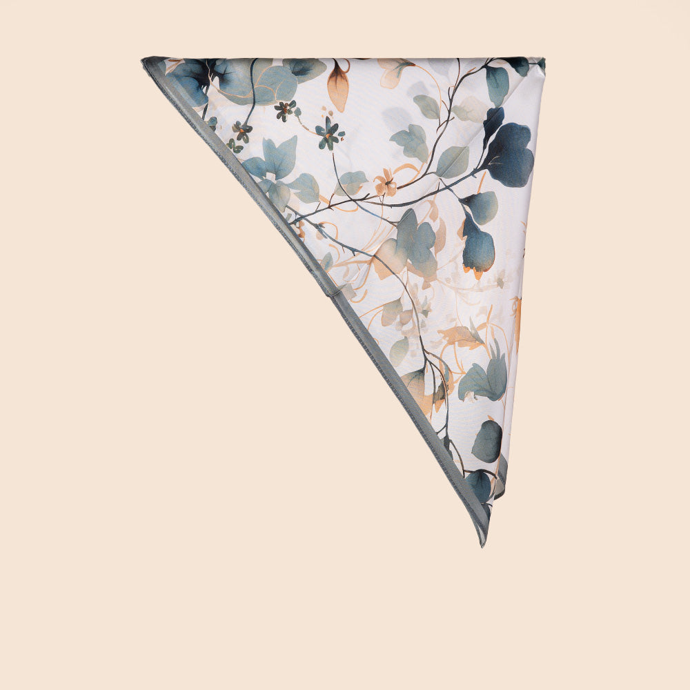 SCIARPA FOULARD DA COLLO IN SETA CON RAMI DI FOGLIE