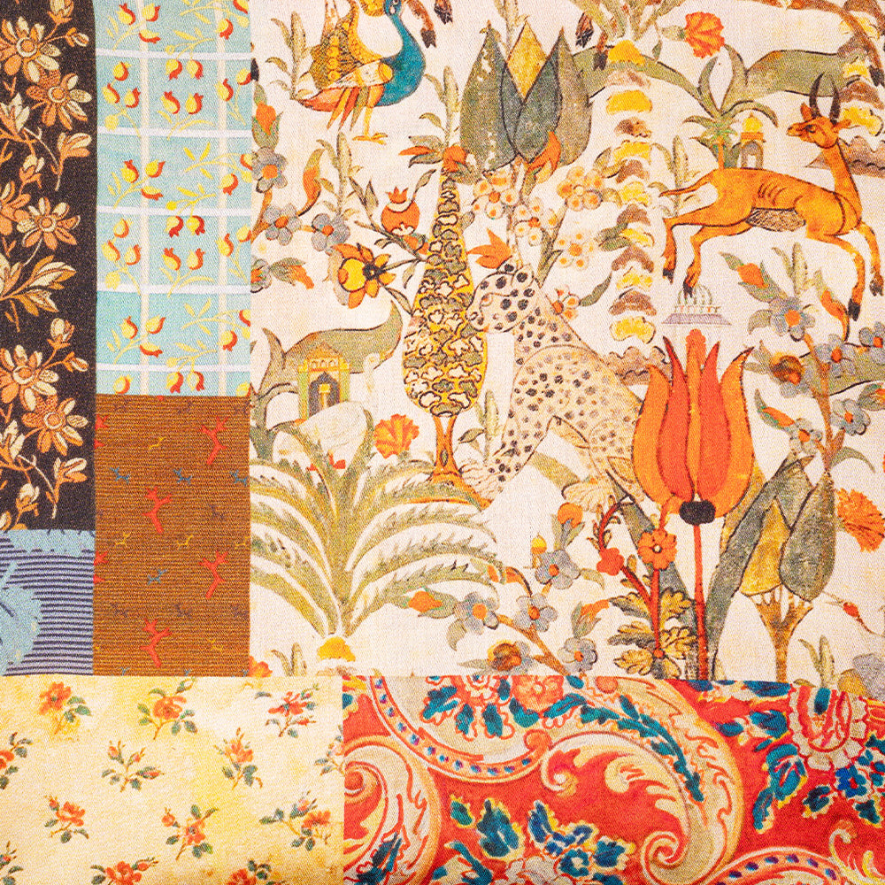 SCIARPA FOULARD DA COLLO IN SETA CON BLOCCHI DI MICROFANTASIE