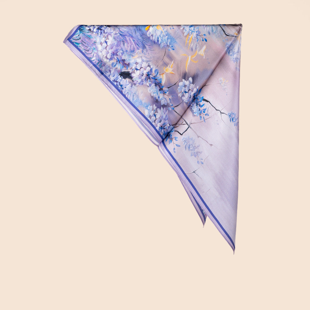 SCIARPA FOULARD DA COLLO IN SETA CON LAVANDA