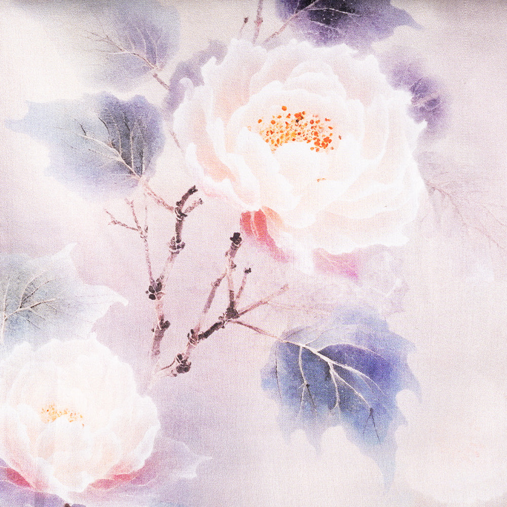 SCIARPA FOULARD DA COLLO IN SETA CON FIORI IN TRASPARENZA