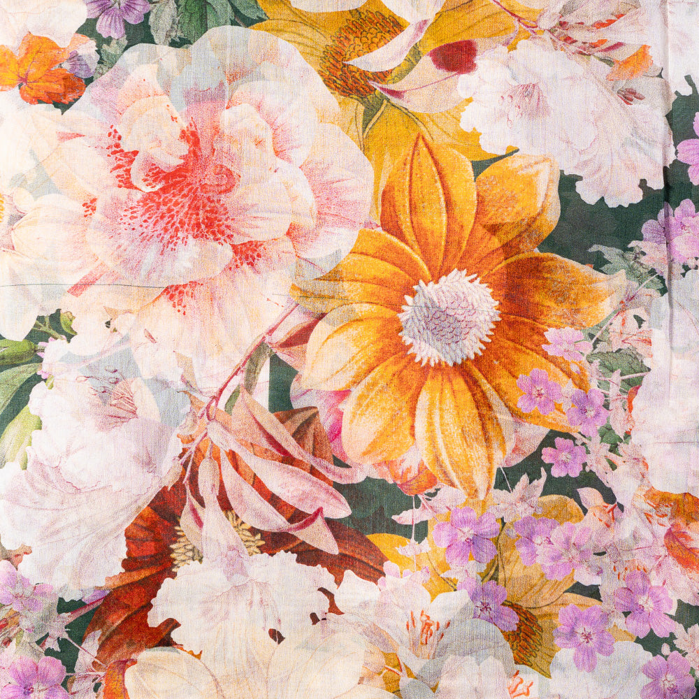 SCIARPA FOULARD IN SETA GRANDE RETTANGOLARE CON PATTERN DI FIORI