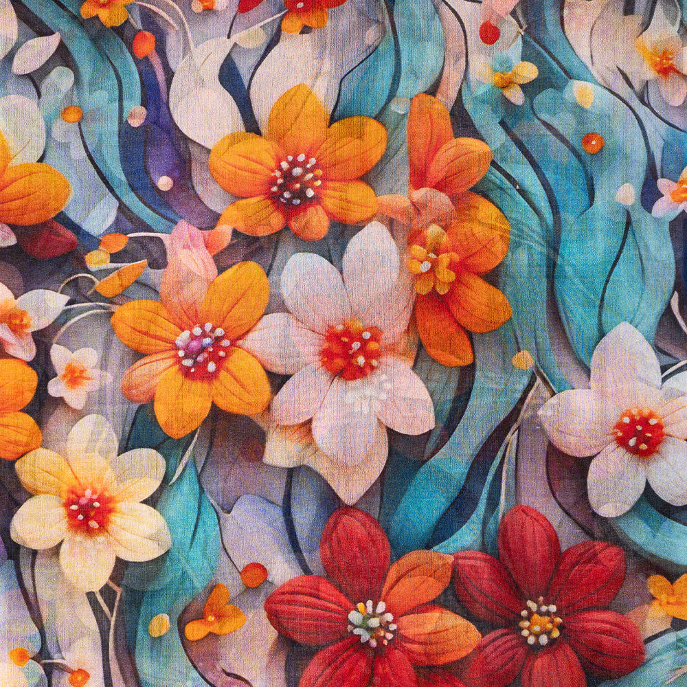 SCIARPA FOULARD IN SETA GRANDE RETTANGOLARE CON FIORI