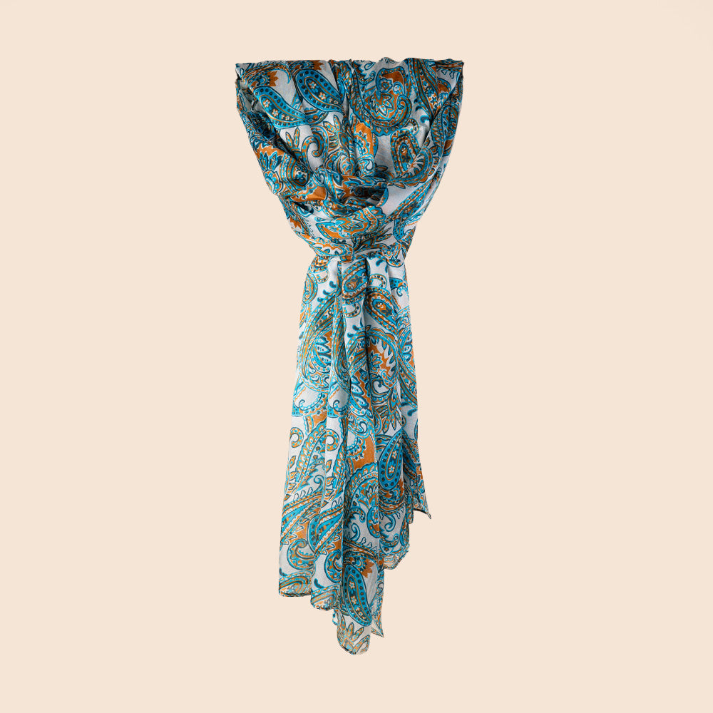 SCIARPA FOULARD IN SETA GRANDE RETTANGOLARE CON FANTASIA CASHMERE