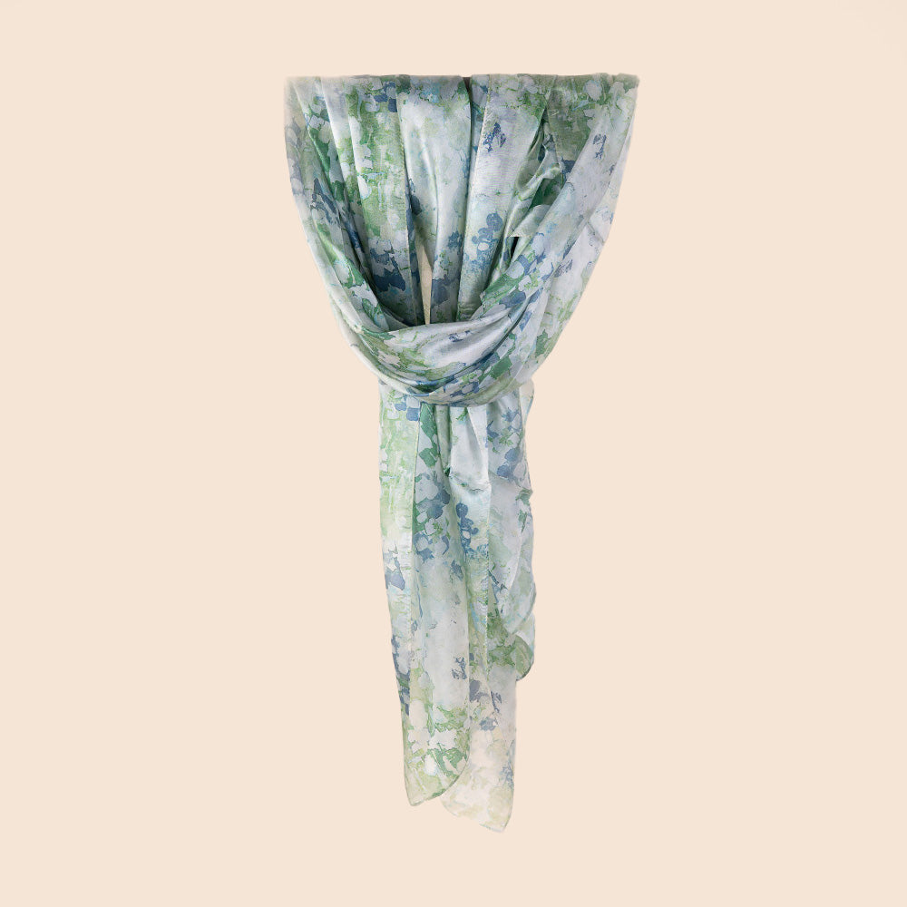 SCIARPA FOULARD IN SETA GRANDE RETTANGOLARE MODELLO ACQUARELLO ASTRATTO