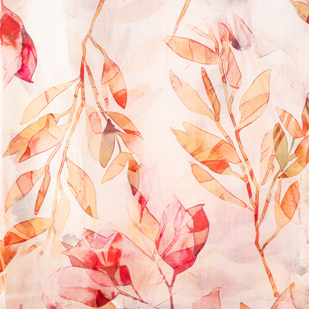 LARGE RECTANGULAR SILK SCARF WITH SHADED FLOWERS