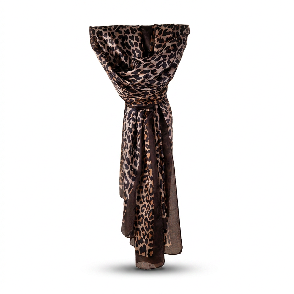 SCIARPA FOULARD IN SETA GRANDE RETTANGOLARE ANIMALIER