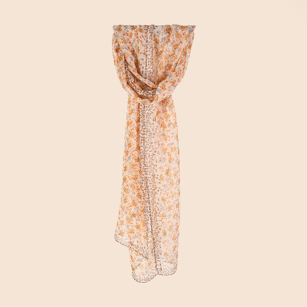 LIGHTWEIGHT SCARF WITH FLORAL MICRO-PATTERN