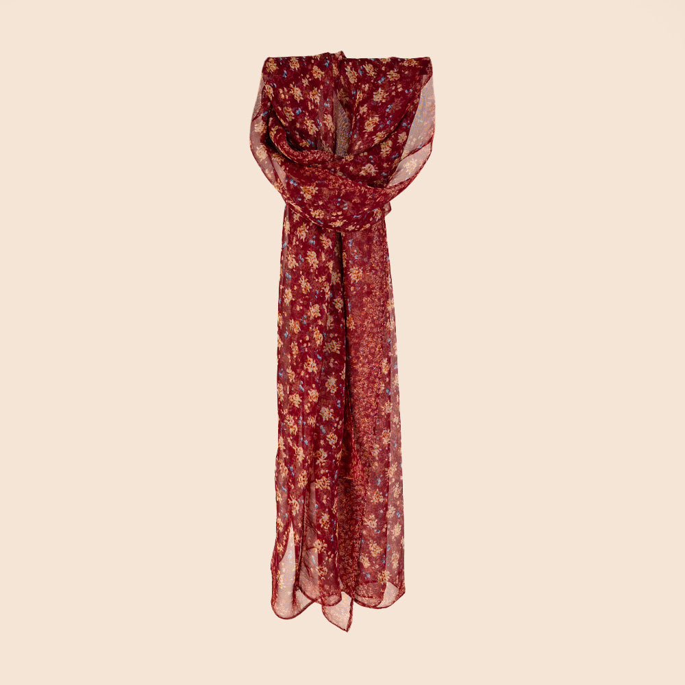 LIGHTWEIGHT SCARF WITH FLORAL MICRO-PATTERN