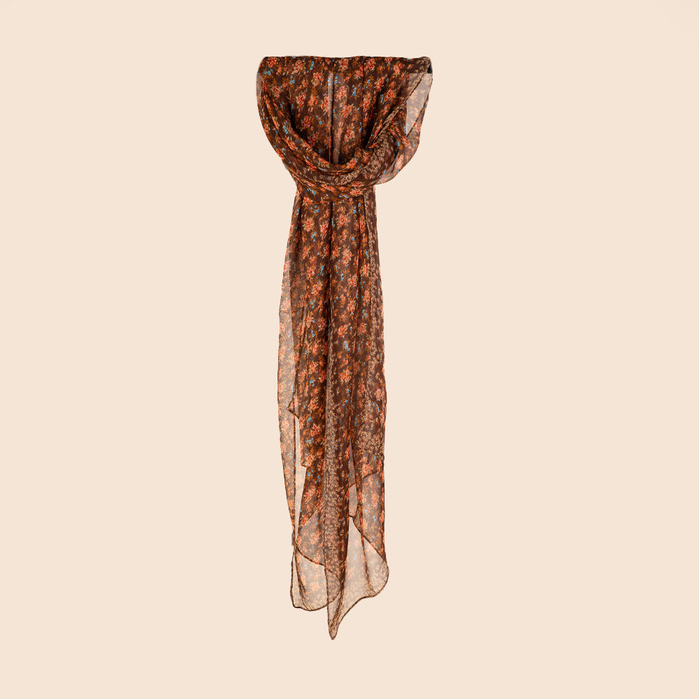 LIGHTWEIGHT SCARF WITH FLORAL MICRO-PATTERN