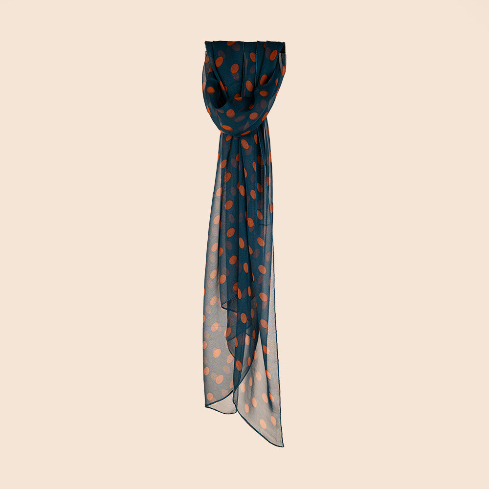 LIGHTWEIGHT SCARF WITH LARGE POLKA DOT