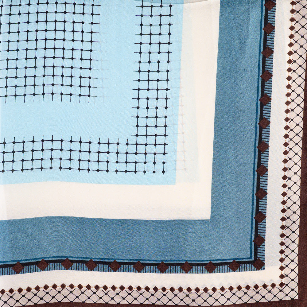 SQUARE SCARF WITH GEOMETRIC ORNAMENTAL PATTERN