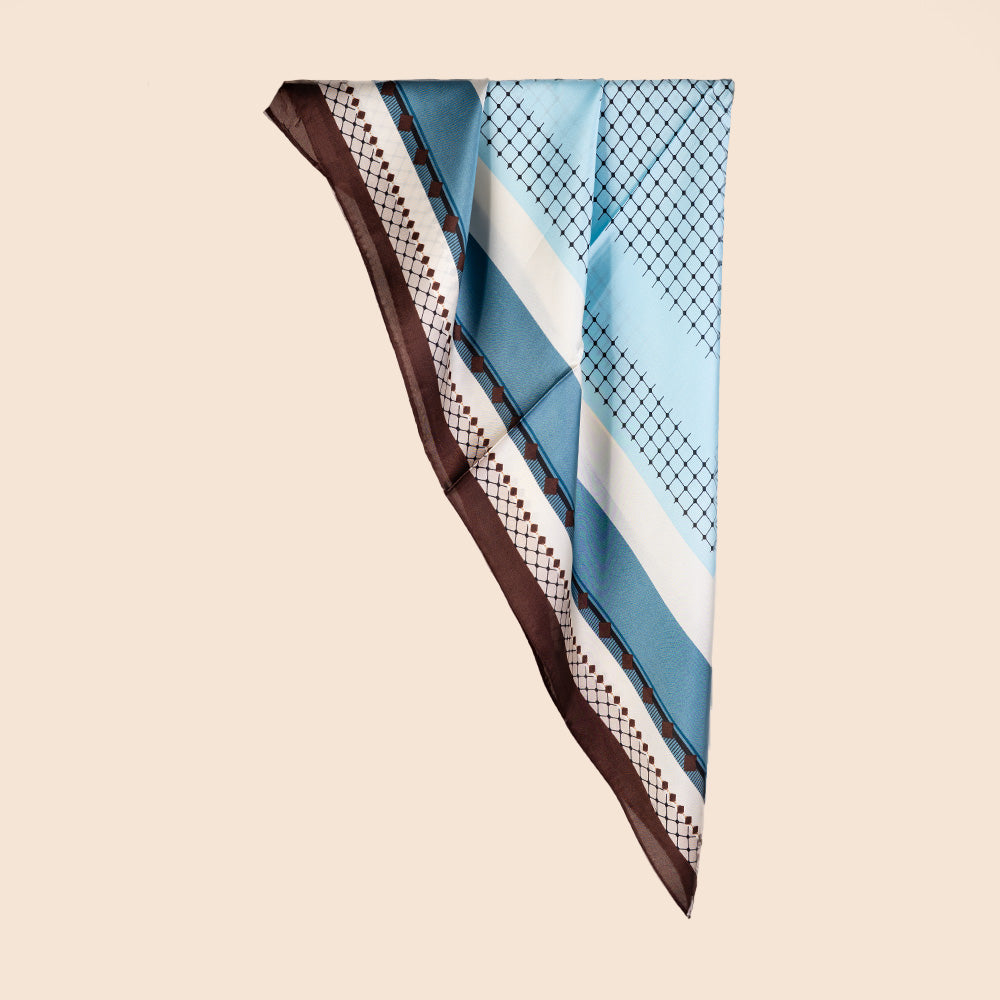 SQUARE SCARF WITH GEOMETRIC ORNAMENTAL PATTERN