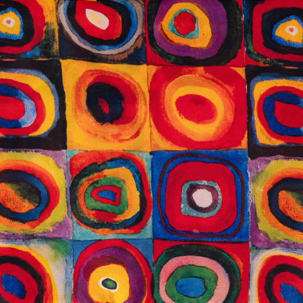 SQUARE SCARF WITH COLORED CONCENTRIC CIRCLES