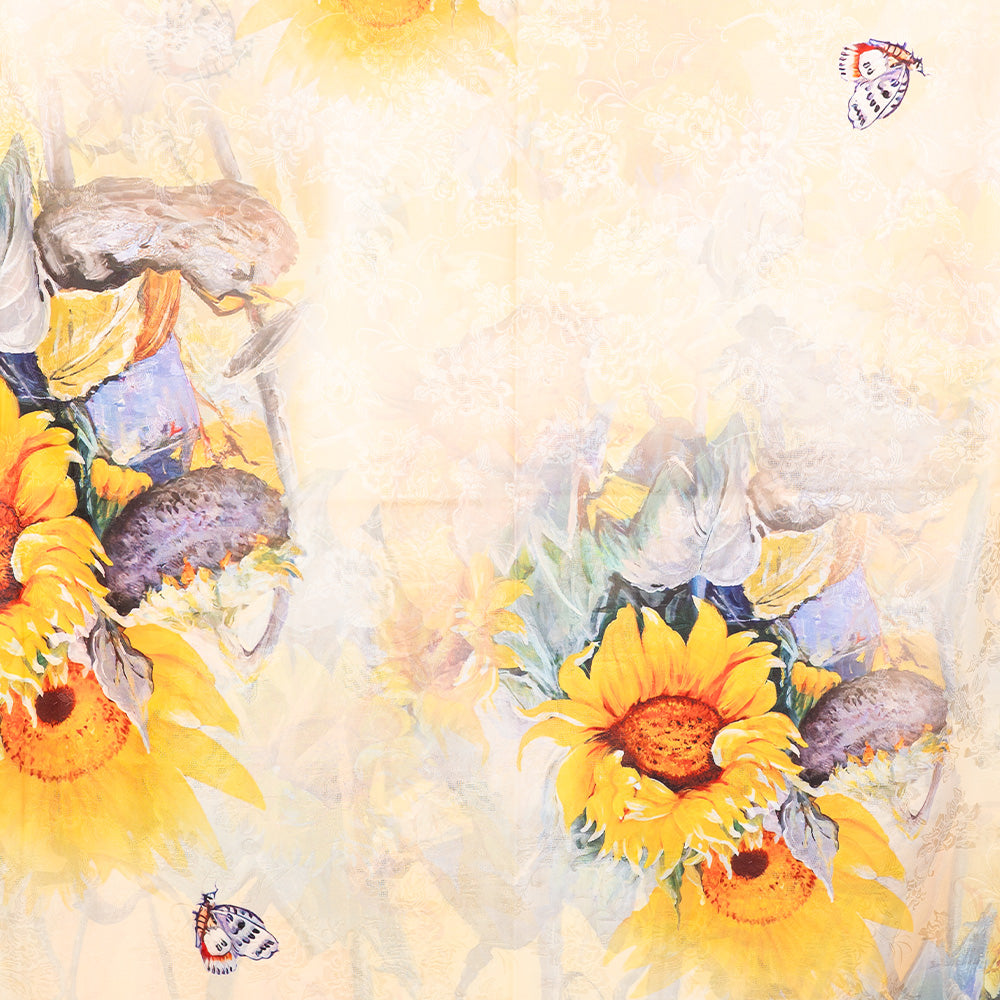 DOUBLE DAMASK SCARF WITH SUNFLOWERS