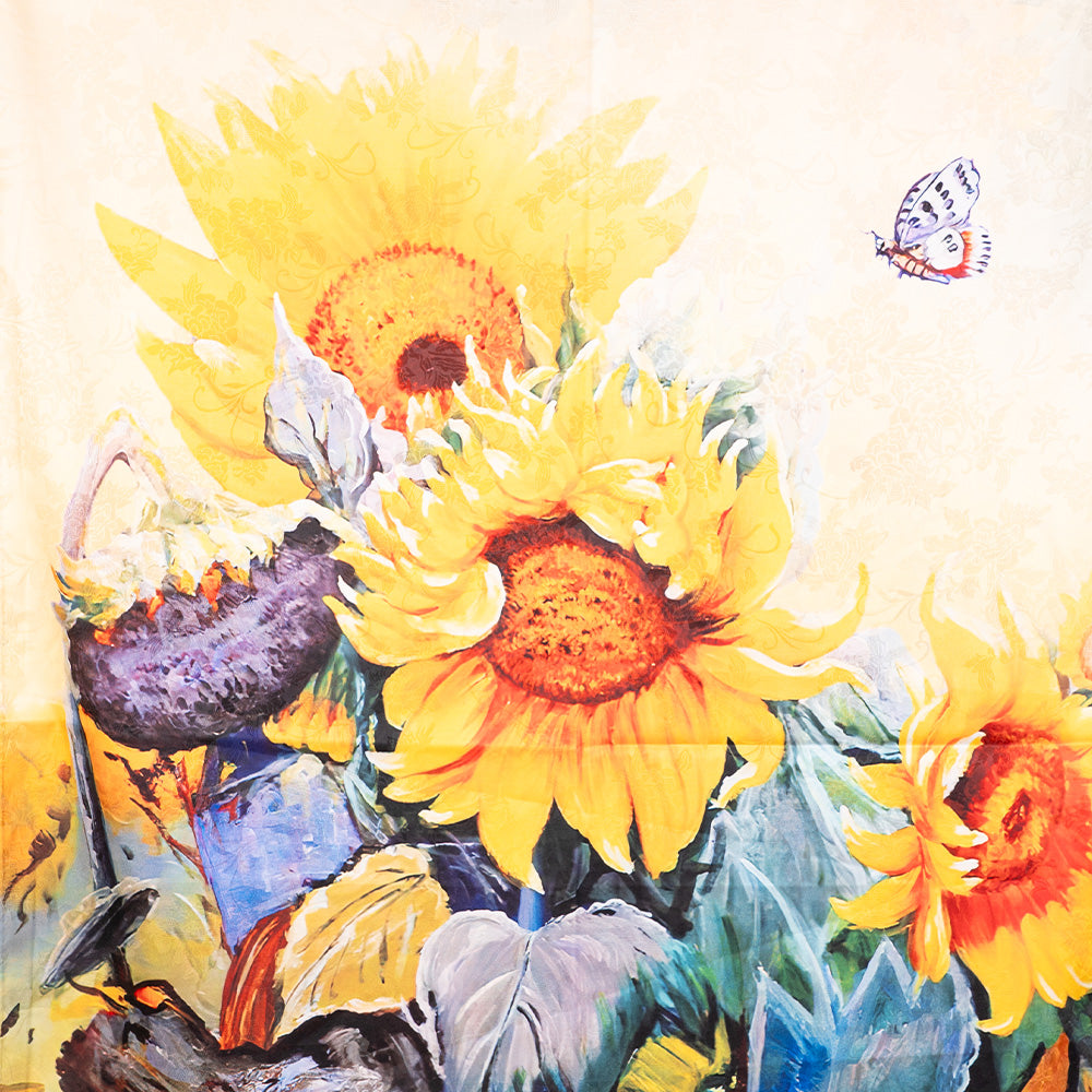 DOUBLE DAMASK SCARF WITH SUNFLOWERS