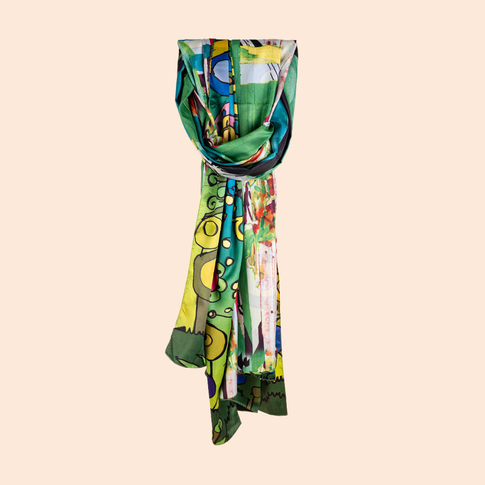 DOUBLE SCARF WITH TWO ABSTRACT PATTERNS