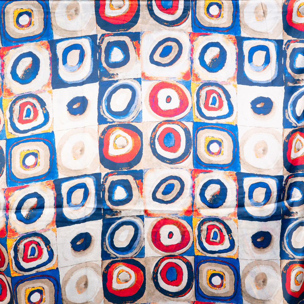 SCIARPA FANTASIA DOPPIA CON FIORI E CERCHI COLORATI