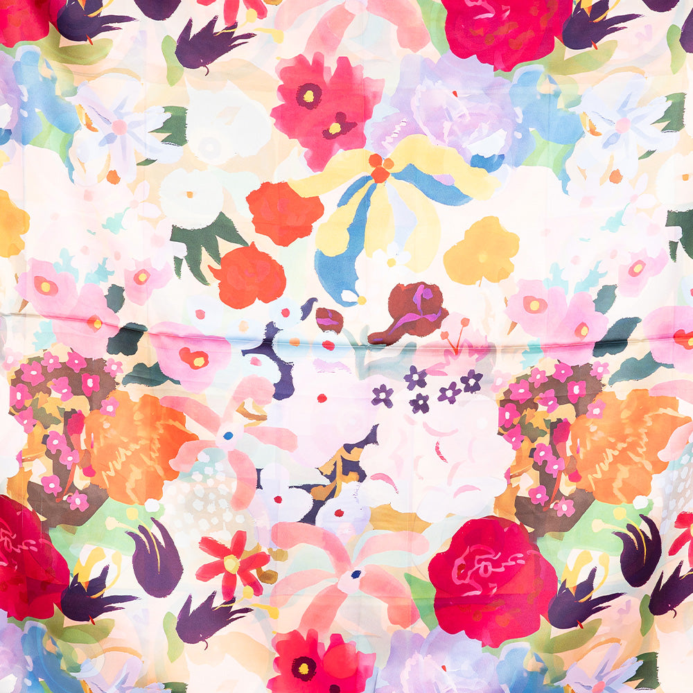 SCIARPA FANTASIA DOPPIA CON FIORI E CERCHI