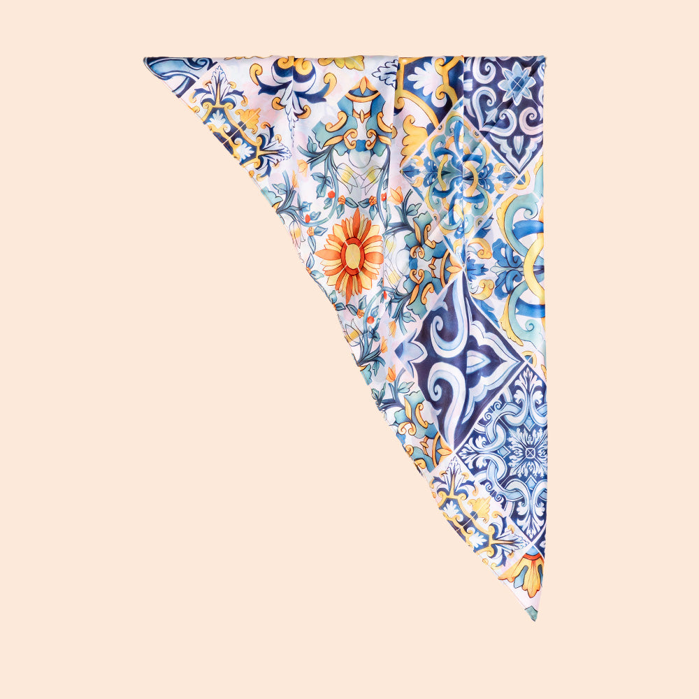 SCIARPA FANTASIA DOPPIA CON MAIOLICHE E FIORI