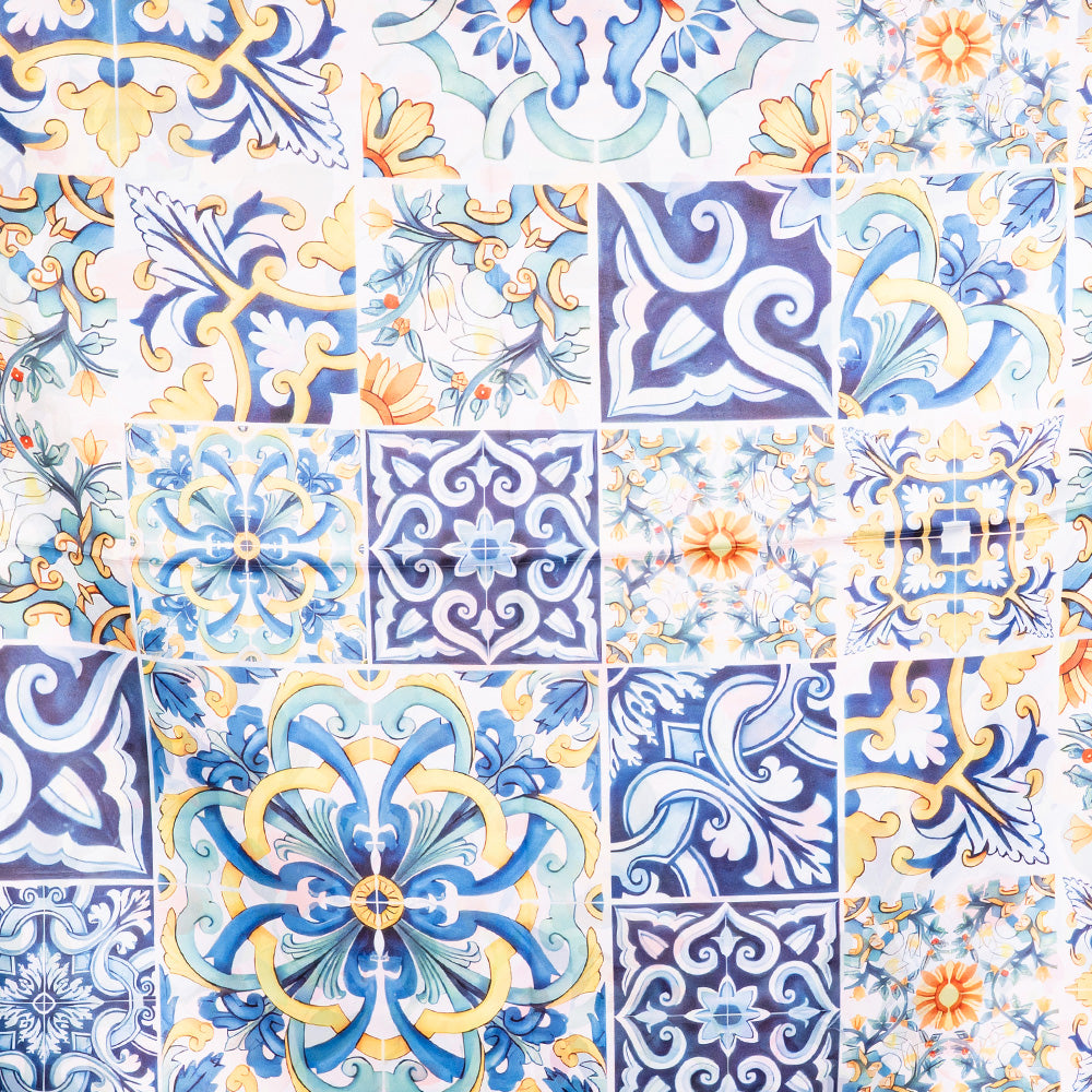 SCIARPA FANTASIA DOPPIA CON MAIOLICHE E FIORI