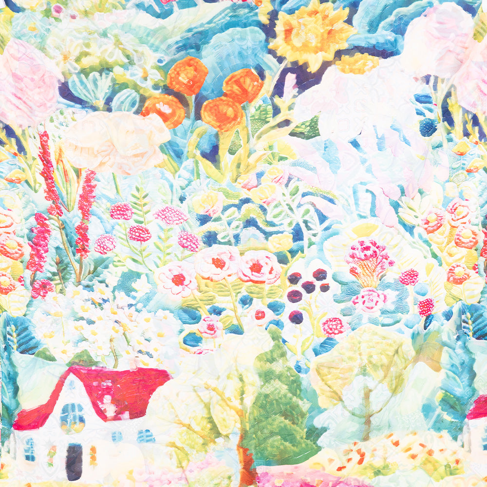 SCIARPA FANTASIA DOPPIA CON BOSCO MAIOLICHE E LIMONI