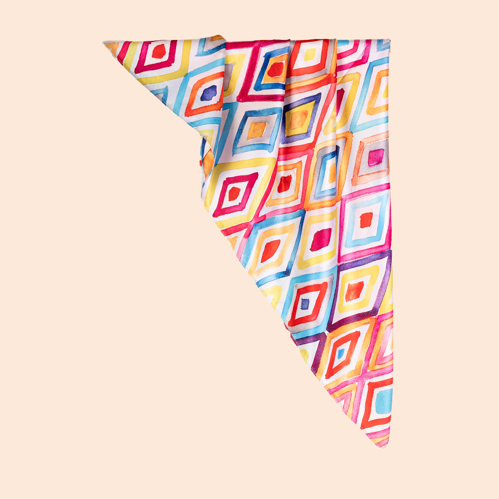 SCIARPA FANTASIA DOPPIA CON ROMBI E FIORI