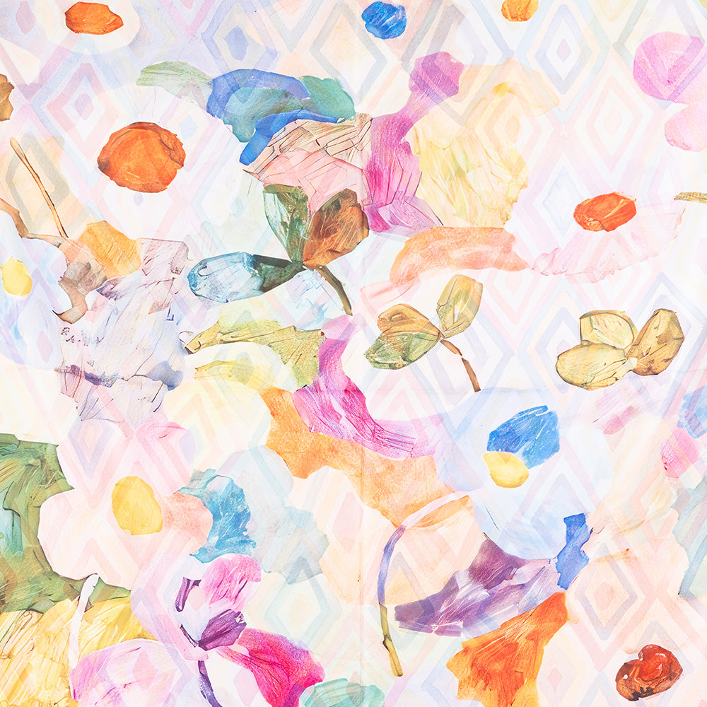 SCIARPA FANTASIA DOPPIA CON ROMBI E FIORI