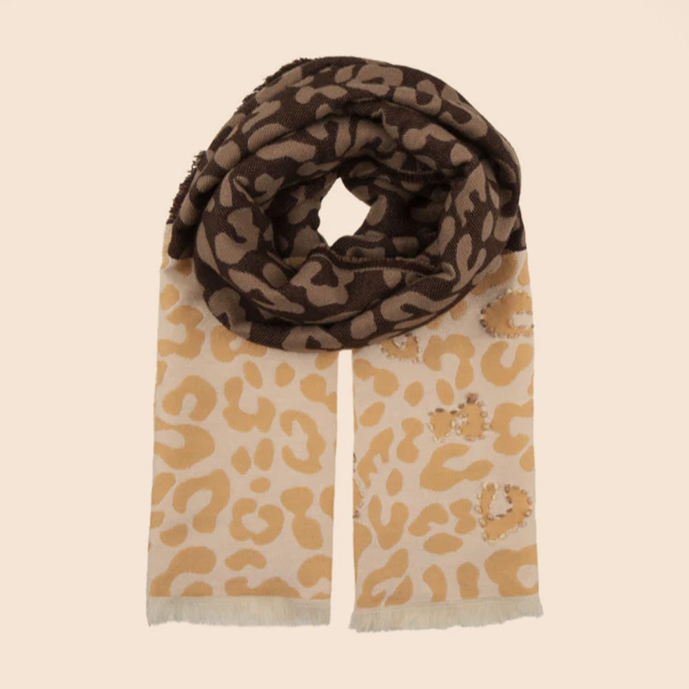 SCIARPA ANIMALIER A DOPPIO COLORE CON INSERTI DI FILO