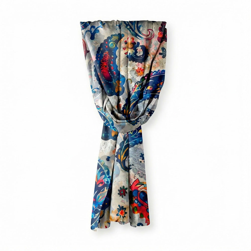 SCIARPA FOULARD IN SETA GRANDE CON FANTASIA ORNAMENTALE