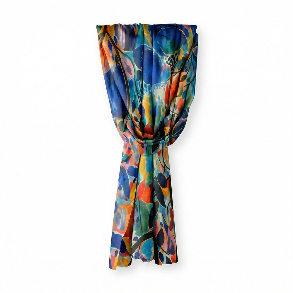 SCIARPA FOULARD IN SETA GRANDE CON RAMI ASTRATTI