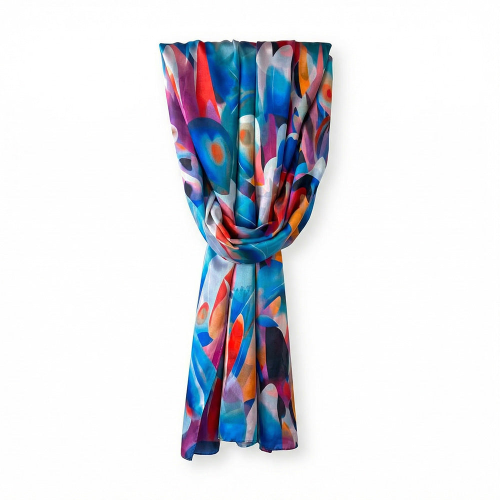 SCIARPA FOULARD IN SETA GRANDE A FANTASIA ASTRATTA