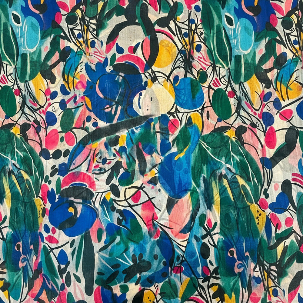 SCIARPA FOULARD IN SETA GRANDE A FANTASIA ASTRATTA