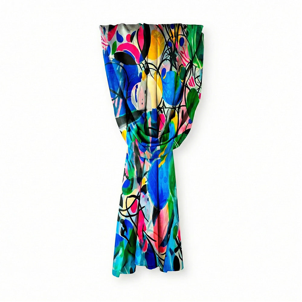 SCIARPA FOULARD IN SETA GRANDE A FANTASIA ASTRATTA