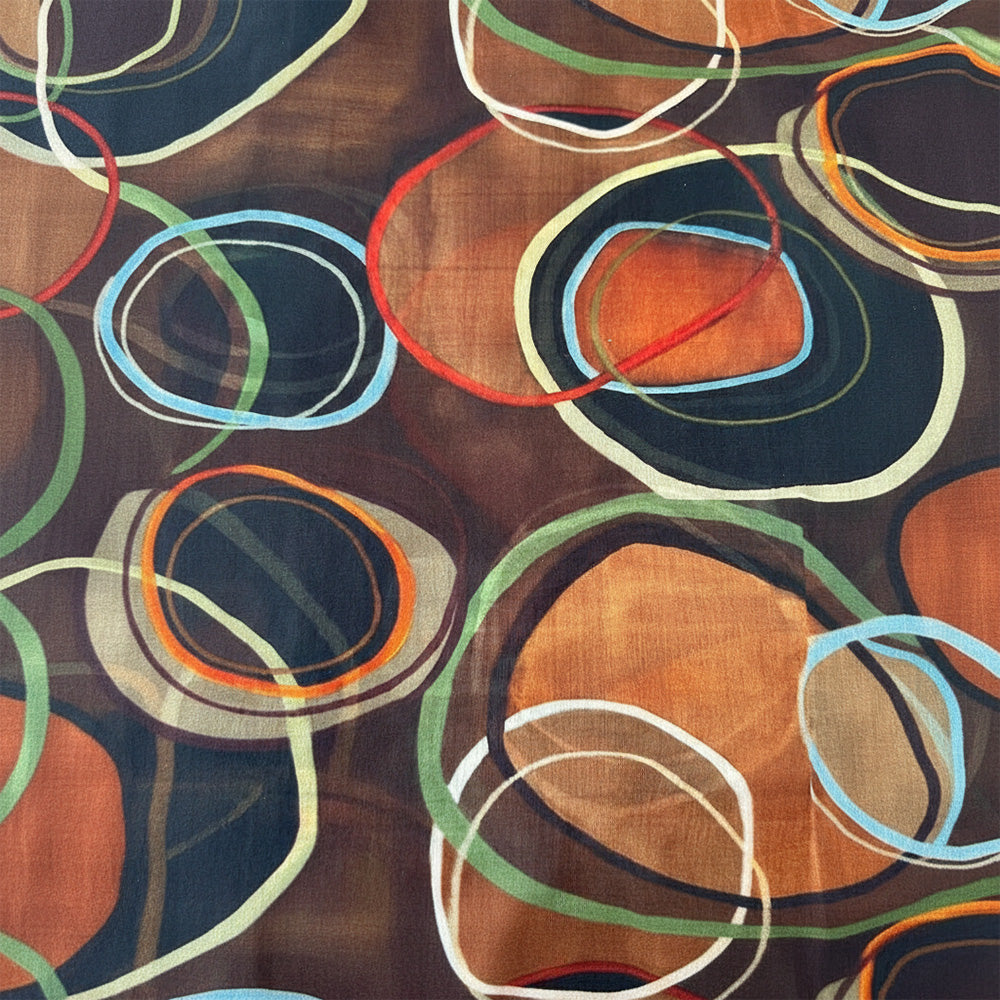SCIARPA FOULARD IN SETA GRANDE CON ELEMENTI OVALI DI DIVERSI COLORI