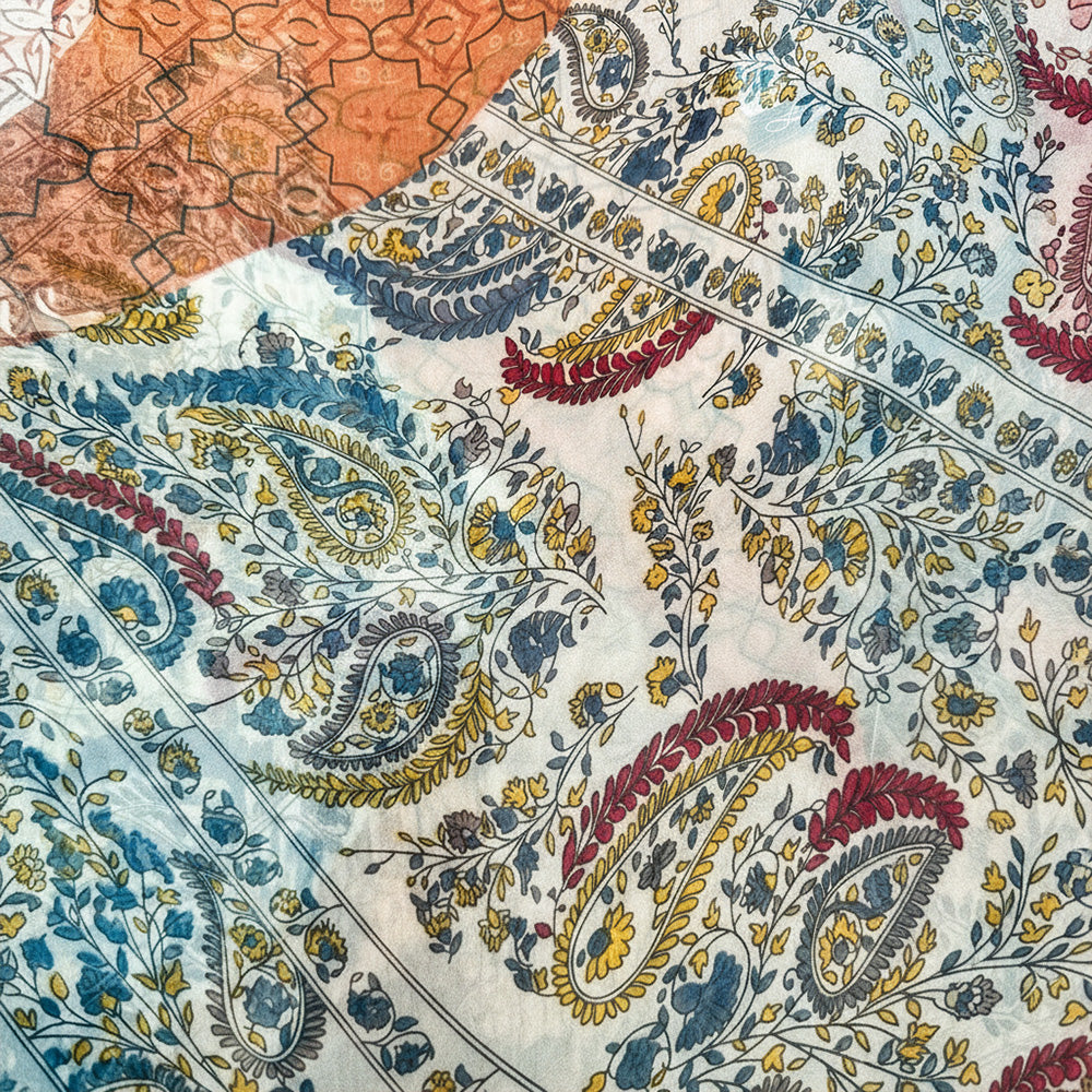 SCIARPA LEGGERA SEMITRASPARENTE A FANTASIA CASHMERE E GEOMETRICA