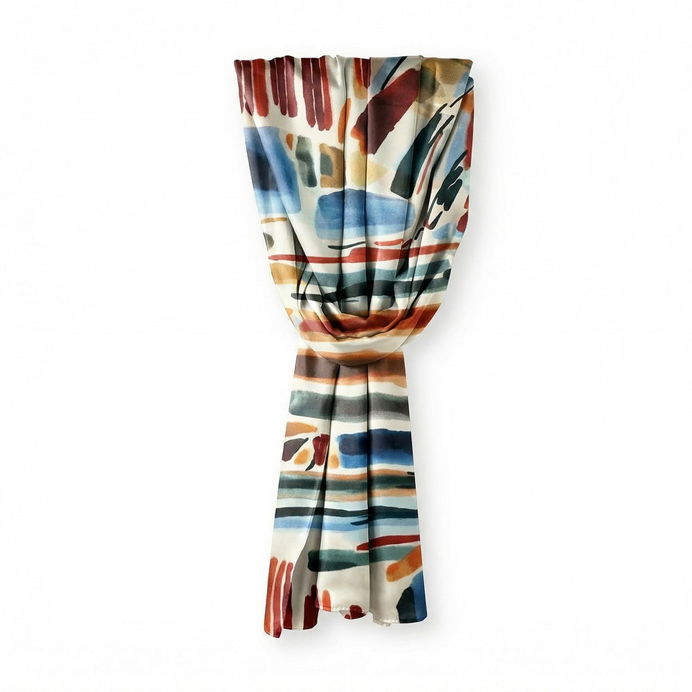 SCIARPA FOULARD IN SETA GRANDE CON FANTASIA ASTRATTA