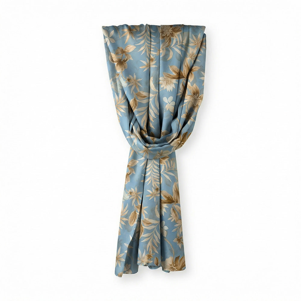 SCIARPA FOULARD IN SETA GRANDE CON FOGLIE ALLUNGATE