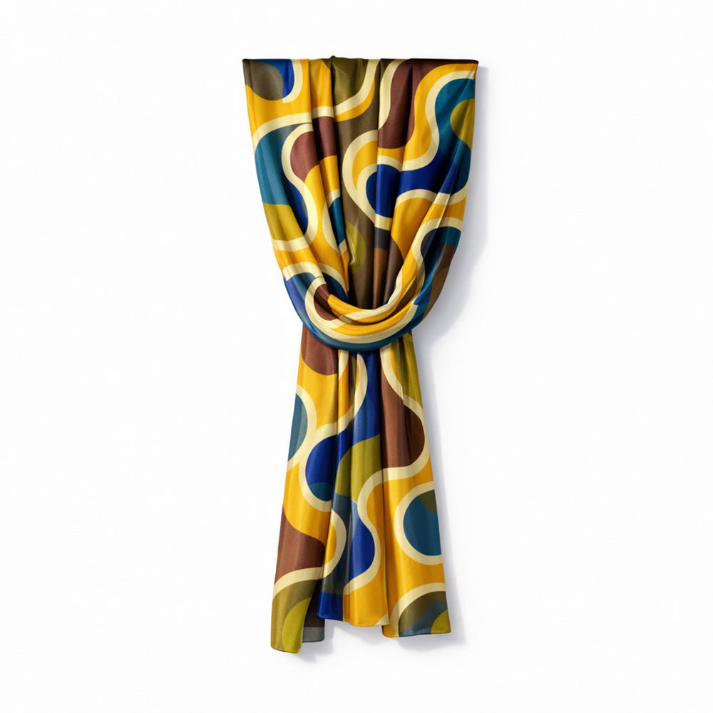 SCIARPA FOULARD IN SETA GRANDE CON PATTERN ONDULATO
