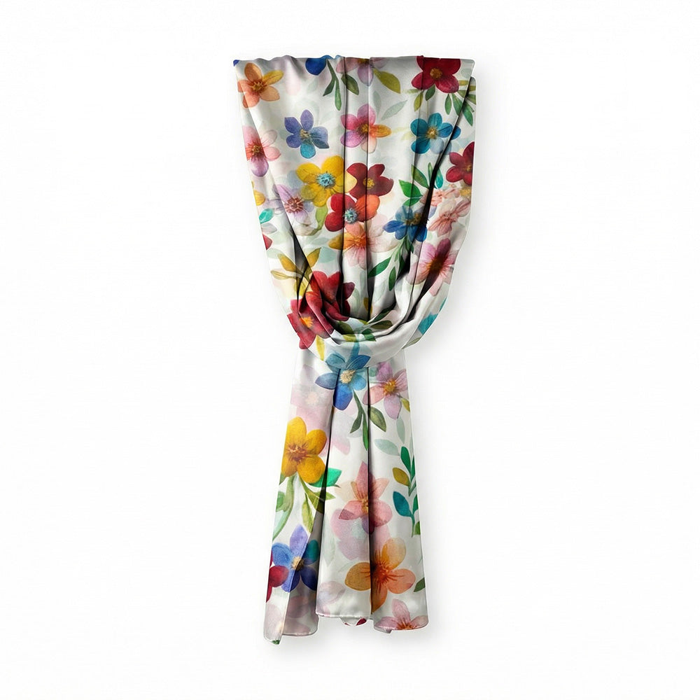 SCIARPA FOULARD IN SETA GRANDE CON FIORELLINI COLORATI