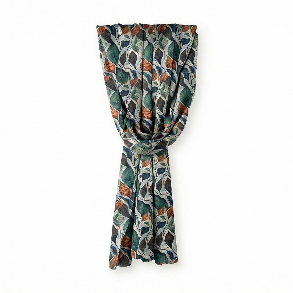 SCIARPA FOULARD IN SETA GRANDE CON FOGLIE GRANDI DI DIVERSI COLORI