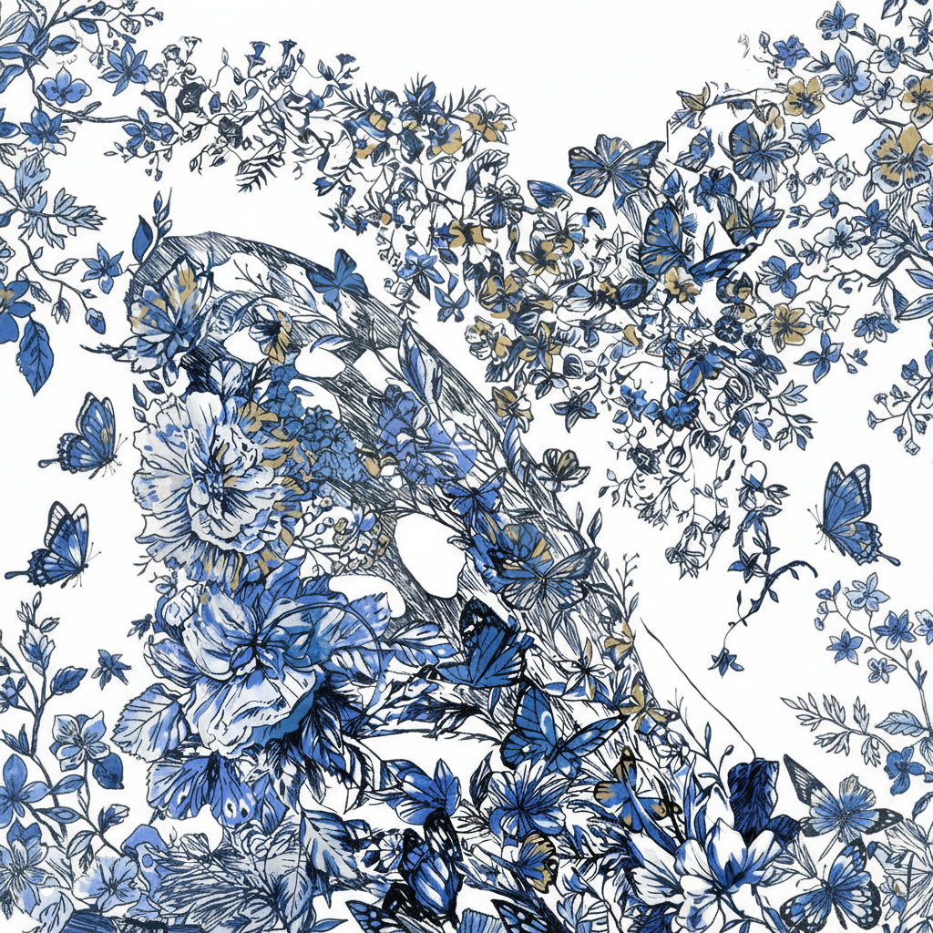 SCIARPA FOULARD IN SETA GRANDE FIORI E FARFALLE