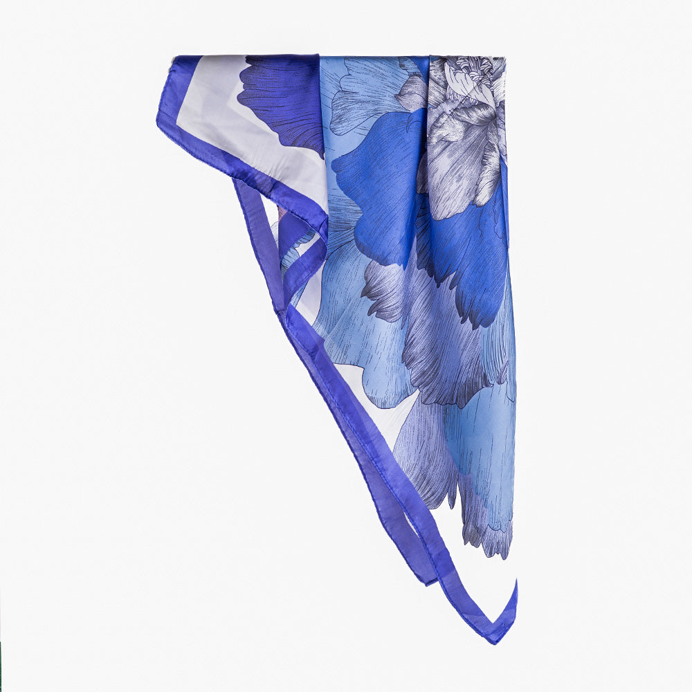 LIGHTWEIGHT SCARF SQUARE SCARF WITH LARGE CENTRAL FLOWER