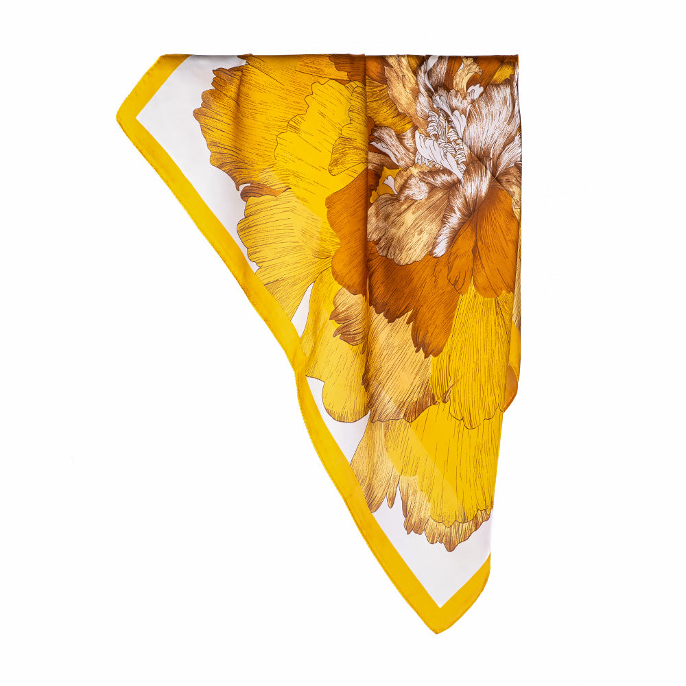 LIGHTWEIGHT SCARF SQUARE SCARF WITH LARGE CENTRAL FLOWER