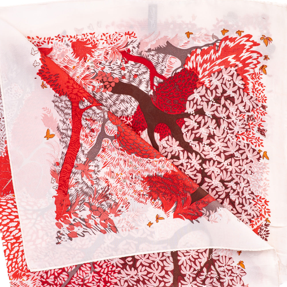 LIGHTWEIGHT SCARF SQUARE FOULARD WITH FLOWERED ALBERTO