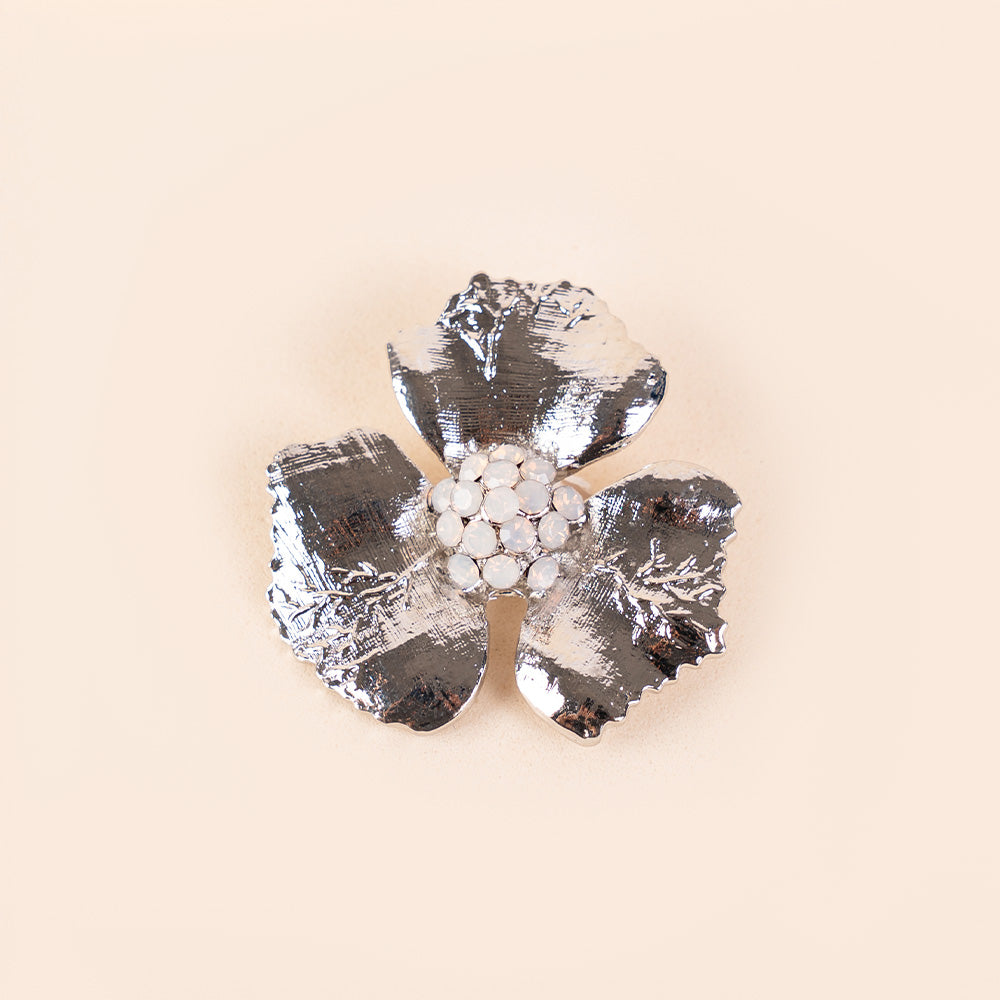 SPILLA A FIORE SATINATO CON STRASS CENTRALI