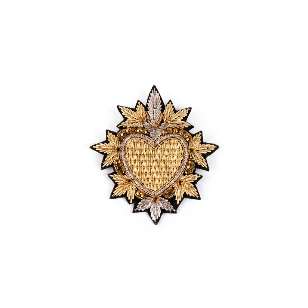 SPILLA CUORE SACRO IN TESSUTO CON STRASS
