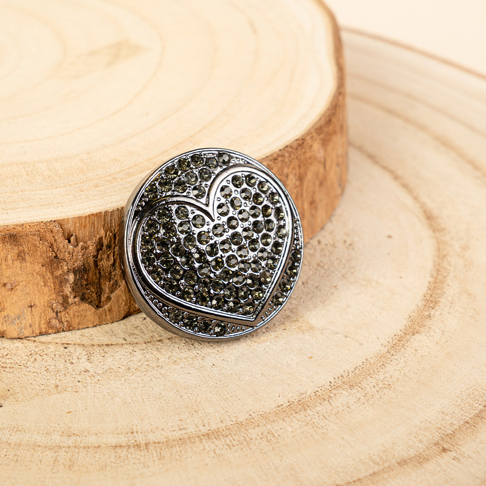 SPILLA ROTONDA CON CUORE E STRASS
