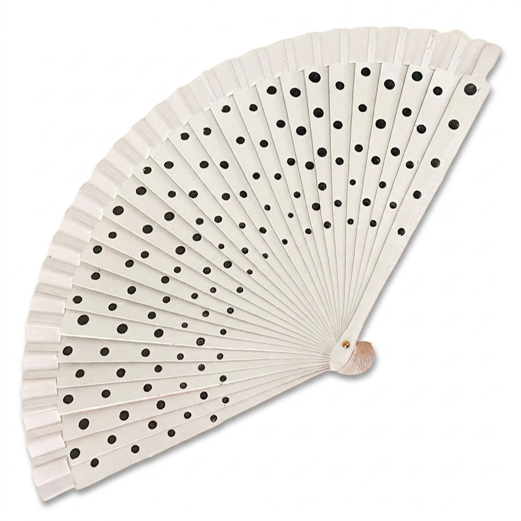 WOODEN FAN WITH POLKA DOT